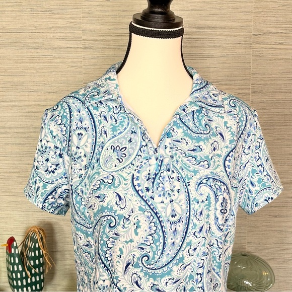 Sigrid Olsen Tennis/Golf Women’s Size Medium Blue Paisley Dress Zip Pockets - Picture 2 of 9